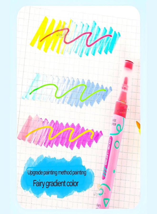 ويش كي أقلام تحديد ملونة مزدوجة الرأس من WISHKEY، حبر غير سام، أقلام تظليل ملونة سريعة الجفاف متعددة الأغراض، أدوات مكتبية للأطفال والكبار، 8 سنوات فما فوق (عبوة من 6 أقلام، متعددة الألوان) - Image 2